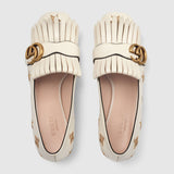 Embroidered Leather Mid-Heel Pump
