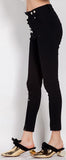 Metal-Button-Embellished Skinny Pants, Black