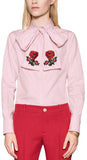 Oxford Shirt with Floral Embroidered Scarf - DESIGNER INSPIRED FASHIONS