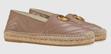 Leather Espadrille with Double G - White, Dusty Pink/Nude, Black | DESIGNER INSPIRED FASHIONS