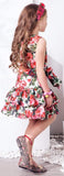 Rose Print Tiered Dress - DESIGNER INSPIRED FASHIONS