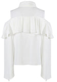 Ruffled Cold-Shoulder Flared-Sleeve Blouse