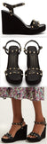 'Torchon' Rockstud Leather Wedge Sandals