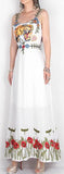 'Gardenia' Cady Long Tiger Embroidered Dress-White - DESIGNER INSPIRED FASHIONS