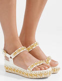 'Rondaclou' 60 Studded Leather Wedge Sandals