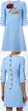 Dress with Embroidered Paillettes Rose, Blue