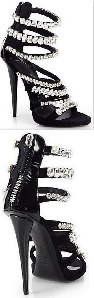 Rhinestone-Detailed Suede Sandals - DESIGNER INSPIRED FASHIONS