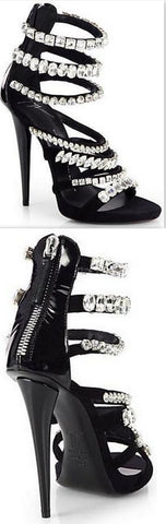 Rhinestone-Detailed Suede Sandals - DESIGNER INSPIRED FASHIONS
