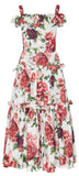 Off-The-Shoulder Peony-Print Midi Dress