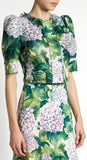 Hydrangea-Print Organza Cropped Jacket & Skirt Set - DESIGNER INSPIRED FASHIONS