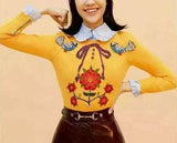 Rhinestone Embroidered Wool Knit Sweater - DESIGNER INSPIRED FASHIONS