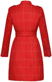 Single-Breasted Large-Clear-Button Coat, Red