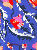 Blue Floral Print Silk Dress - DESIGNER INSPIRED FASHIONS