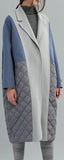 Color-Contrast Wool Quilted Down Coat