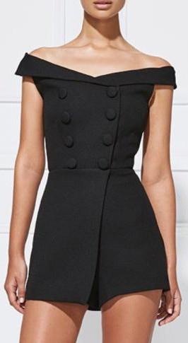 'Carmela' Playsuit in Black - DESIGNER INSPIRED FASHIONS