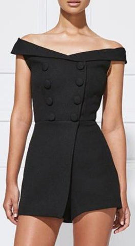 'Carmela' Playsuit in Black - DESIGNER INSPIRED FASHIONS