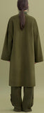 Oversized Wool Wrap Coat, Military Green