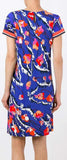Blue Floral Print Silk Dress - DESIGNER INSPIRED FASHIONS