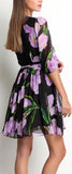 Tulip-Print Silk & Chiffon Mini Dress