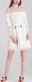 Off-the-Shoulder Floral-Lace White Dress - DESIGNER INSPIRED FASHIONS