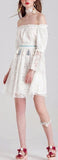 Off-the-Shoulder Floral-Lace White Dress - DESIGNER INSPIRED FASHIONS