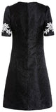 Floral-Embroidered Jacquard Dress