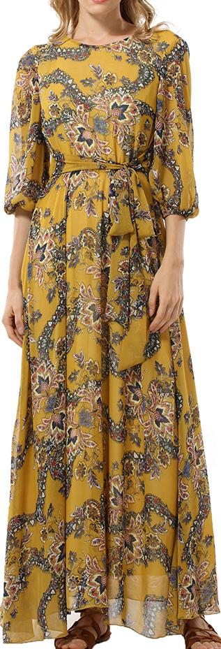 Printed Chiffon Maxi Dress