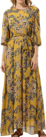 Printed Chiffon Maxi Dress