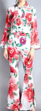 Floral Print Shirt and Flared Pant Set