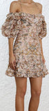 Off-the-Shoulder Printed Linen and Silk-Blend Mini Dress