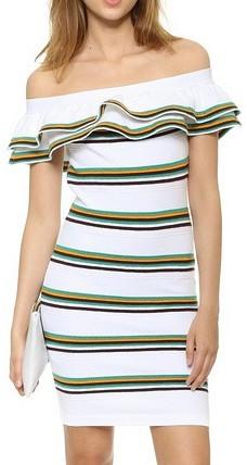 Off-Shoulder Ruffle Knit Dress - DESIGNER INSPIRED FASHIONS