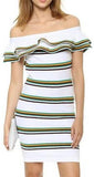 Off-Shoulder Ruffle Knit Dress - DESIGNER INSPIRED FASHIONS