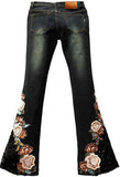 Beaded Floral Embroidered Flared Jeans - DESIGNER INSPIRED FASHIONS