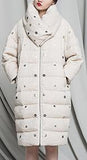 Textured Embellished Down Coat in Grey or Cream - DESIGNER INSPIRED FASHIONS