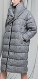 Textured Embellished Down Coat in Grey or Cream - DESIGNER INSPIRED FASHIONS