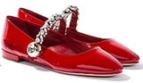 Embellished Patent Leather Ballerina Shoes - (Black, Red, Light Blue) - DESIGNER INSPIRED FASHIONS