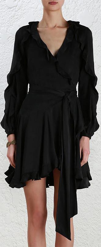 'Winsome' Flutter Dress, Black - DESIGNER INSPIRED FASHIONS