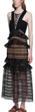 Black Lace Tie-Up Front Long Dress - DESIGNER INSPIRED FASHIONS