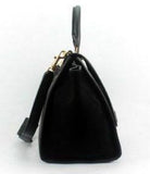 Black Crocodile Embossed Leather Small Trapeze Bag - DESIGNER INSPIRED FASHIONS