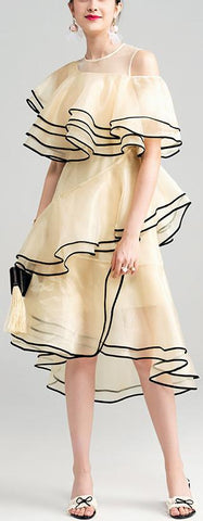 Ruffle Tiered Organza Dress - DESIGNER INSPIRED FASHIONS