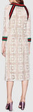 Macrame Lace Contrast-Stripe Knit Dress - DESIGNER INSPIRED FASHIONS