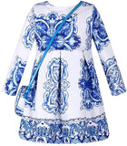 Dress & Handbag Set - ( Multi-Majolica, Blue & White Majolica, Rose Print)