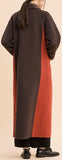 Bicolor Single-Breasted Long Wool Coat