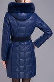 Fur Hooded Puffer Down Coat in Blue or Black - DESIGNER INSPIRED FASHIONS