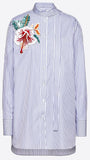Embroidered Hawaiian Hibiscus Poplin Shirt