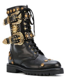 Black Studded Leather Boots