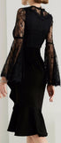 Black Ruffle Lace Dress