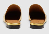 Princetown Metallic Leather Slippers, Gold