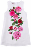 Rose-Applique & Printed Dress - DESIGNER INSPIRED FASHIONS