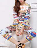 Colorful Print Top & Capri Pant Set - DESIGNER INSPIRED FASHIONS